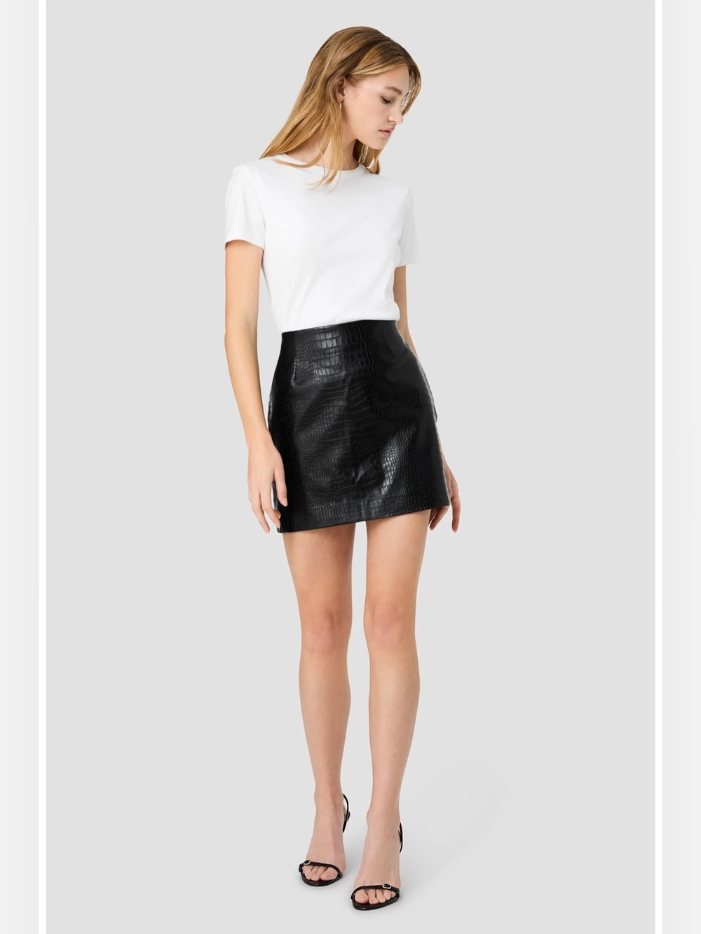 Croc Embossed Faux Leather Miniskirt